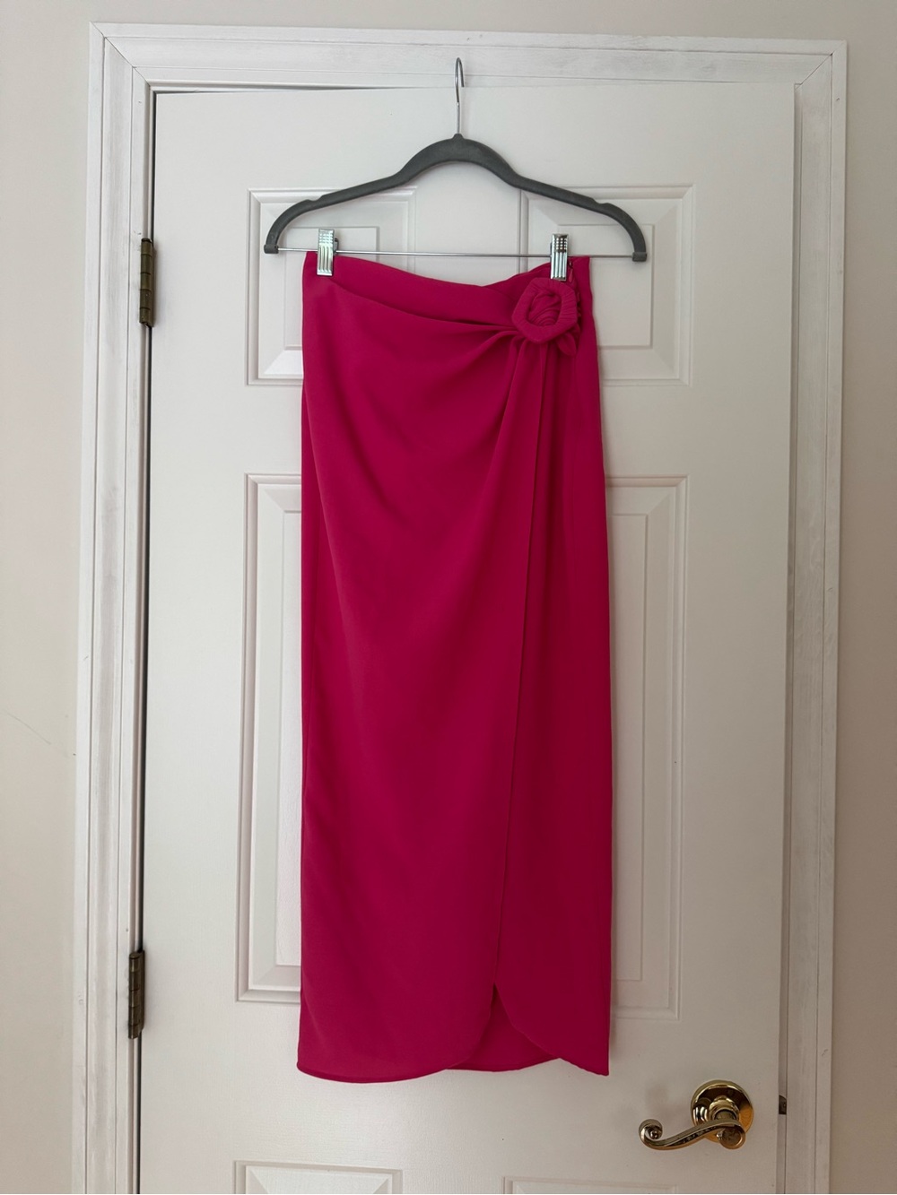 Zara Fuchsia Midi Wrap Skirt with Rosette